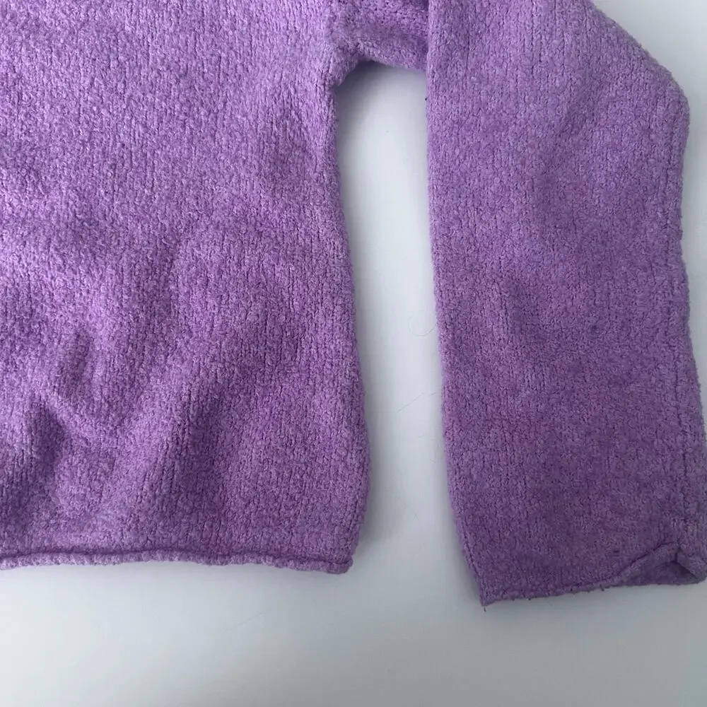 Cat & Jack Girls' Purple Cropped Crewneck Sweater - M